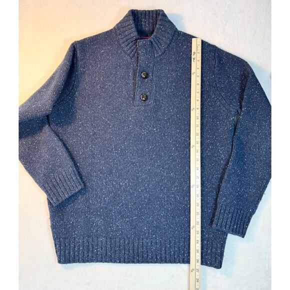 UNTUCKit Mens Navy Vangone Button Mock Neck Wool Sweater Lambswool Large - Picture 6 of 6